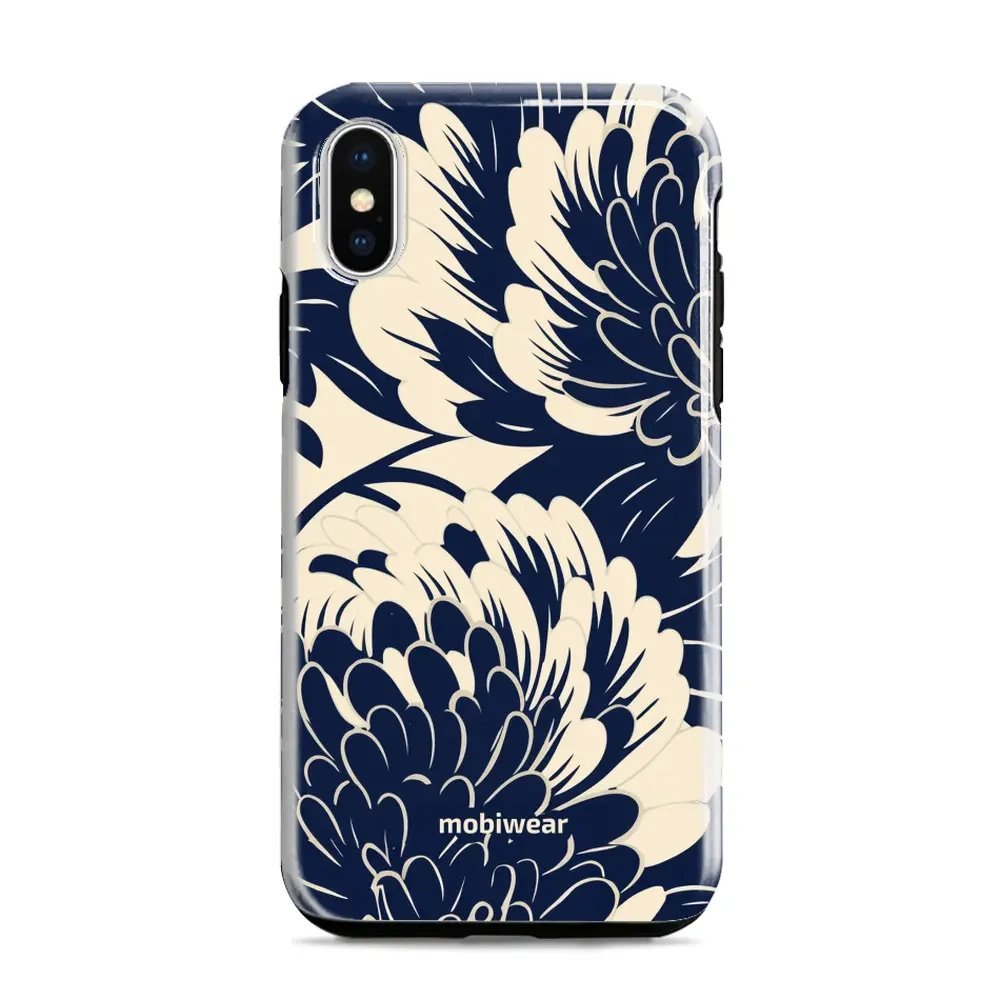 Odolný obal Mobiwear Elite Pro - Apple iPhone XR - EA40E Modré a béžové květy