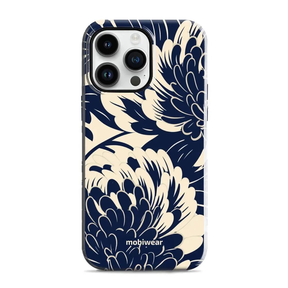 Odolný obal Mobiwear Elite Pro - Apple iPhone 14 Pro Max - EA40E Modré a béžové květy