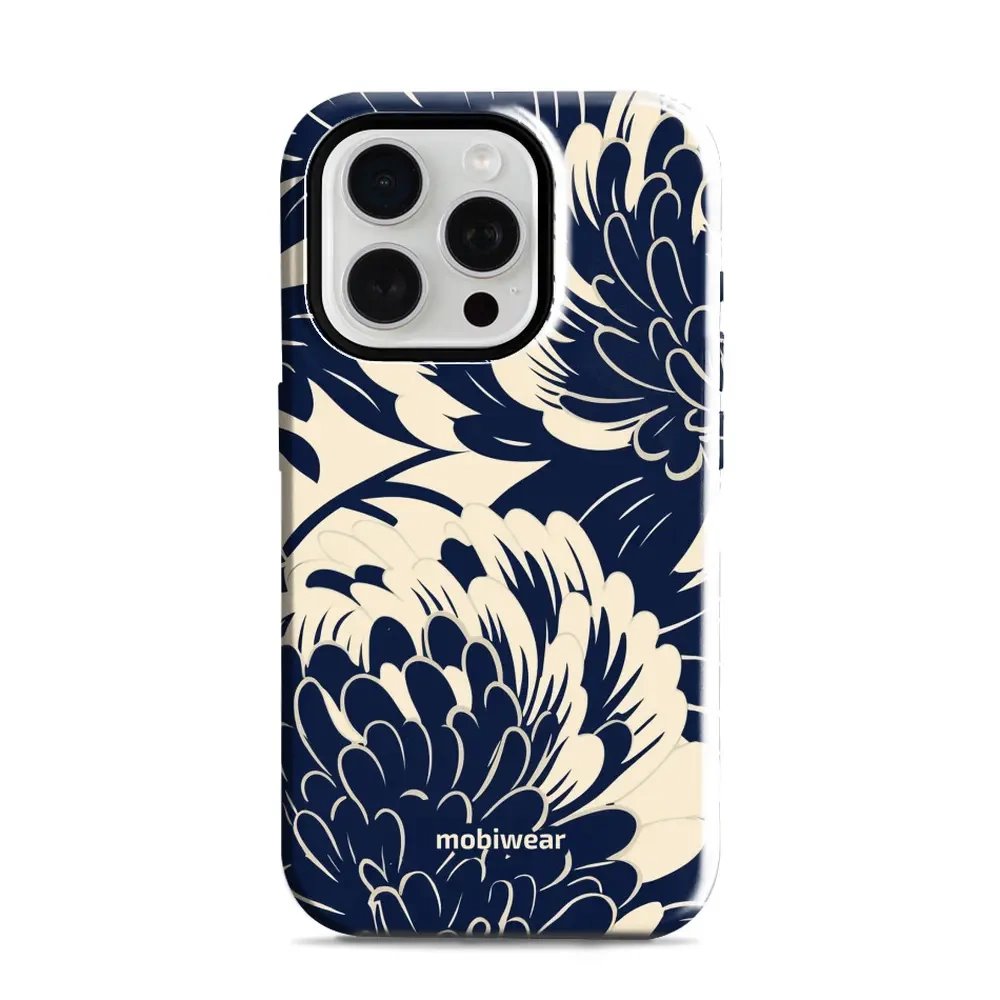 Odolný obal Mobiwear Elite Pro - Apple iPhone 15 Pro - EA40E Modré a béžové květy
