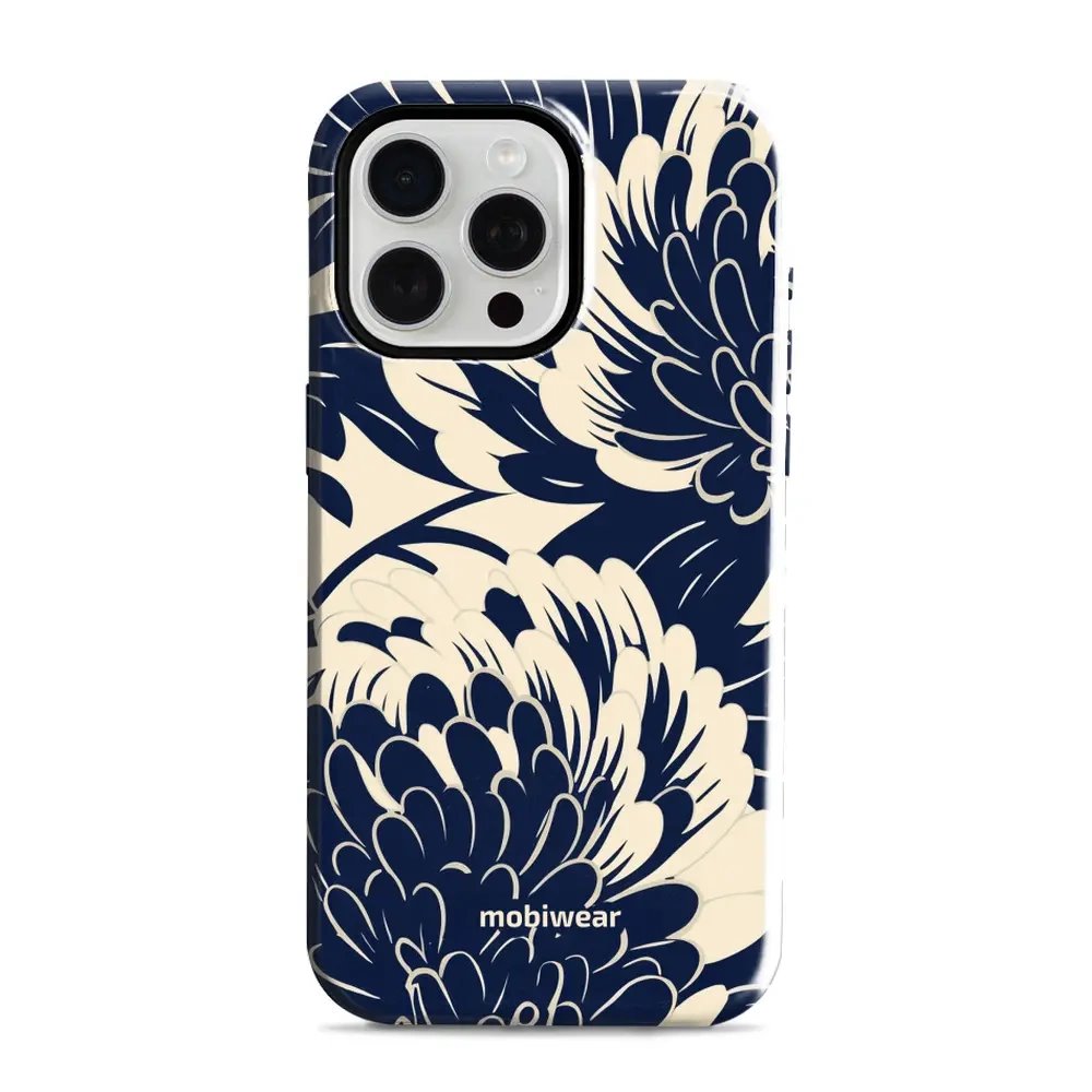 Odolný obal Mobiwear Elite Pro - Apple iPhone 15 Pro Max - EA40E Modré a béžové květy
