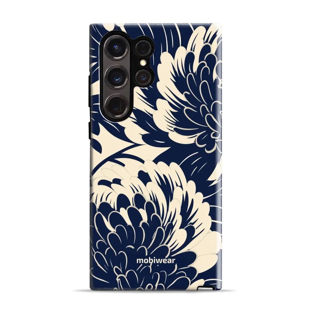 Odolný obal Mobiwear Elite Pro - Samsung Galaxy S23 Ultra - EA40E Modré a béžové květy