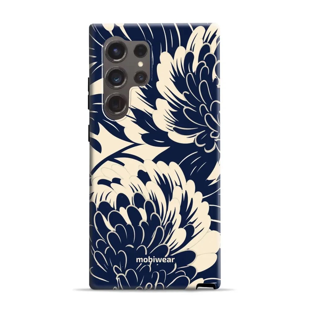 Odolný obal Mobiwear Elite Pro - Samsung Galaxy S24 Ultra - EA40E Modré a béžové květy