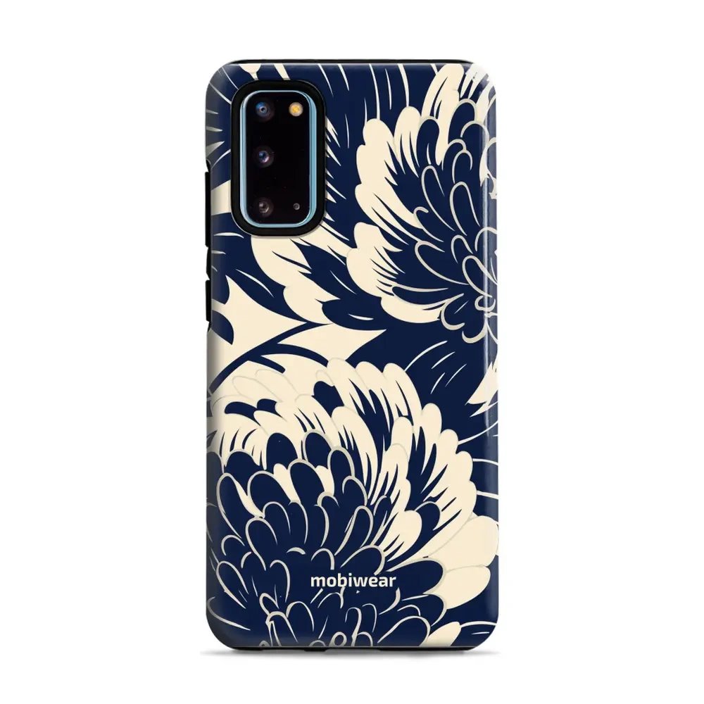 Odolný obal Mobiwear Elite Pro - Samsung Galaxy S20 - EA40E Modré a béžové květy