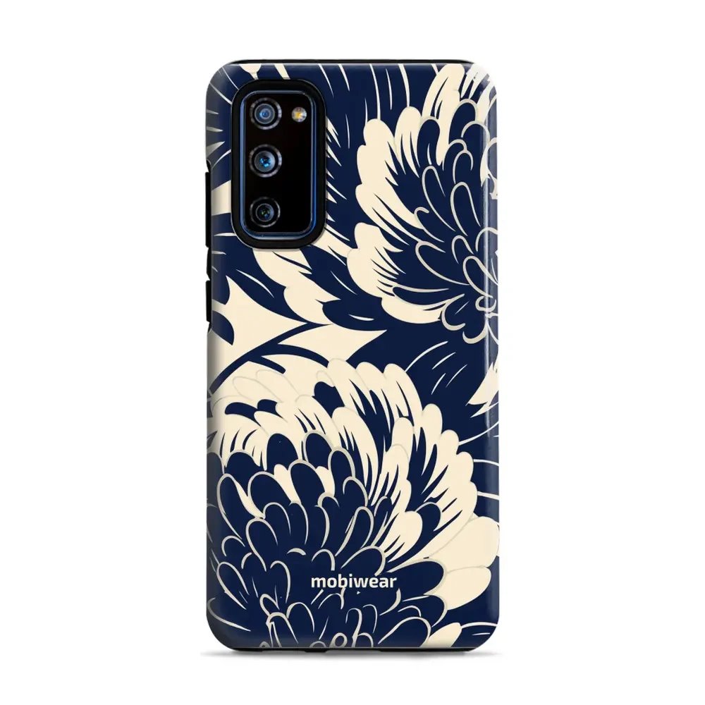 Odolný obal Mobiwear Elite Pro - Samsung Galaxy S20 FE - EA40E Modré a béžové květy