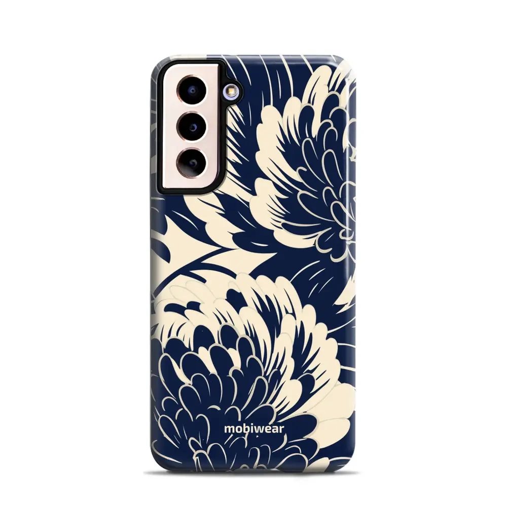 Odolný obal Mobiwear Elite Pro - Samsung Galaxy S21 - EA40E Modré a béžové květy