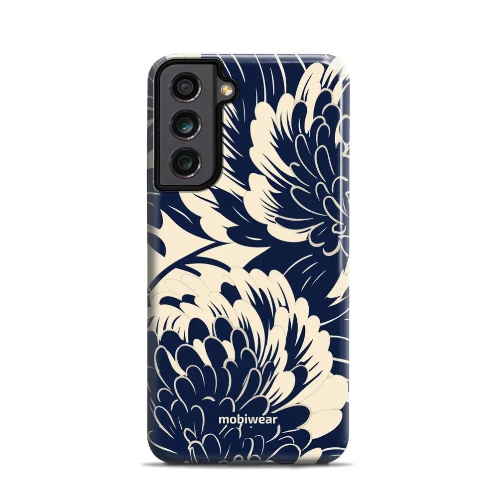 Odolný obal Mobiwear Elite Pro - Samsung Galaxy S21 FE - EA40E Modré a béžové květy