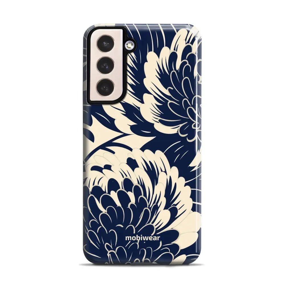 Odolný obal Mobiwear Elite Pro - Samsung Galaxy S21 Plus - EA40E Modré a béžové květy