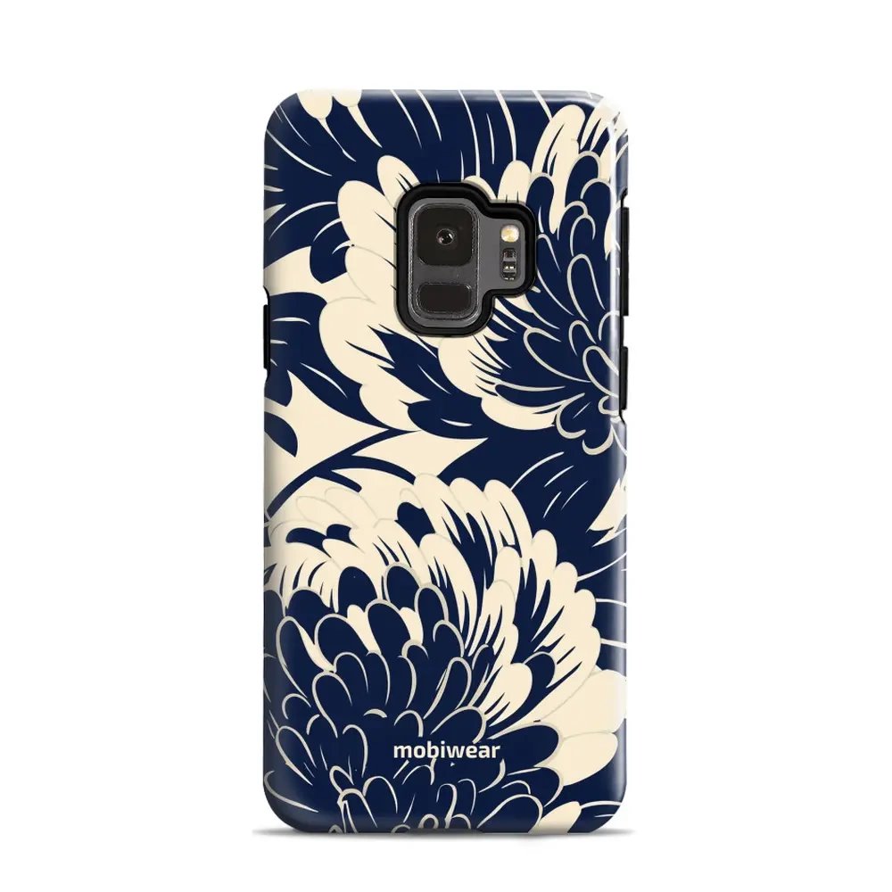 Odolný obal Mobiwear Elite Pro - Samsung Galaxy S9 - EA40E Modré a béžové květy