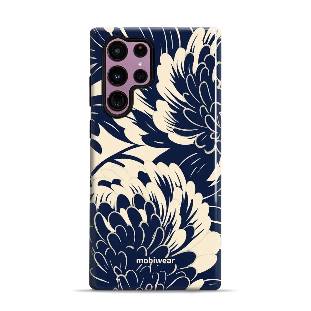 Odolný obal Mobiwear Elite Pro - Samsung Galaxy S22 Ultra - EA40E Modré a béžové květy