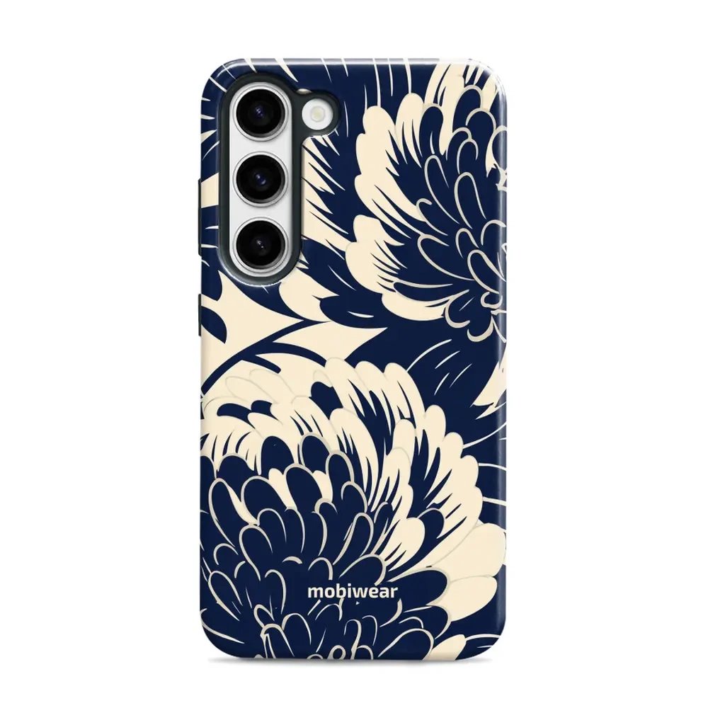 Odolný obal Mobiwear Elite Pro - Samsung Galaxy S23 - EA40E Modré a béžové květy