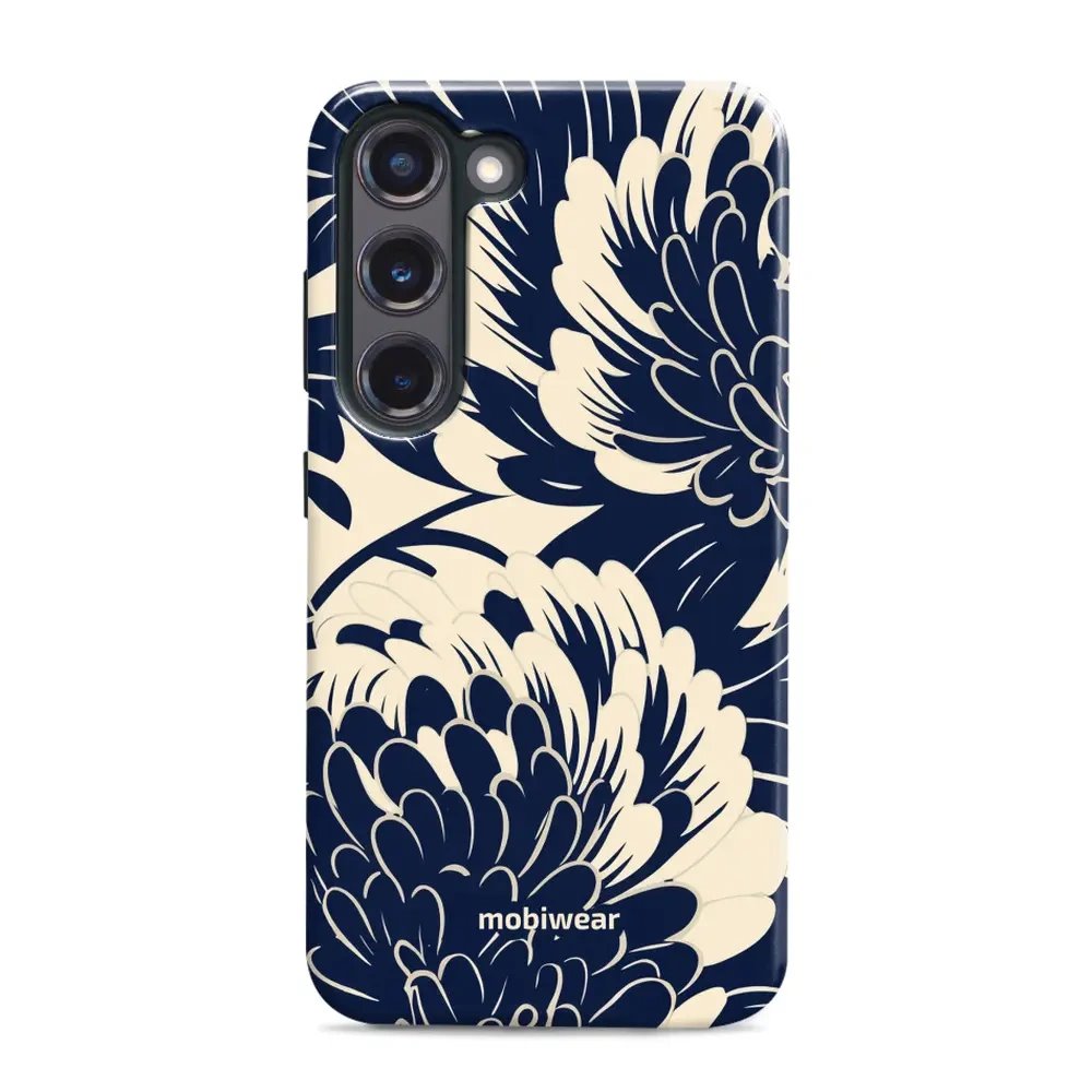 Odolný obal Mobiwear Elite Pro - Samsung Galaxy S23 Plus - EA40E Modré a béžové květy