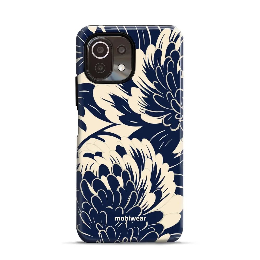 Odolný obal Mobiwear Elite Pro - Xiaomi 11 Lite 5G NE / Xiaomi Mi 11 Lite - EA40E Modré a béžové květy
