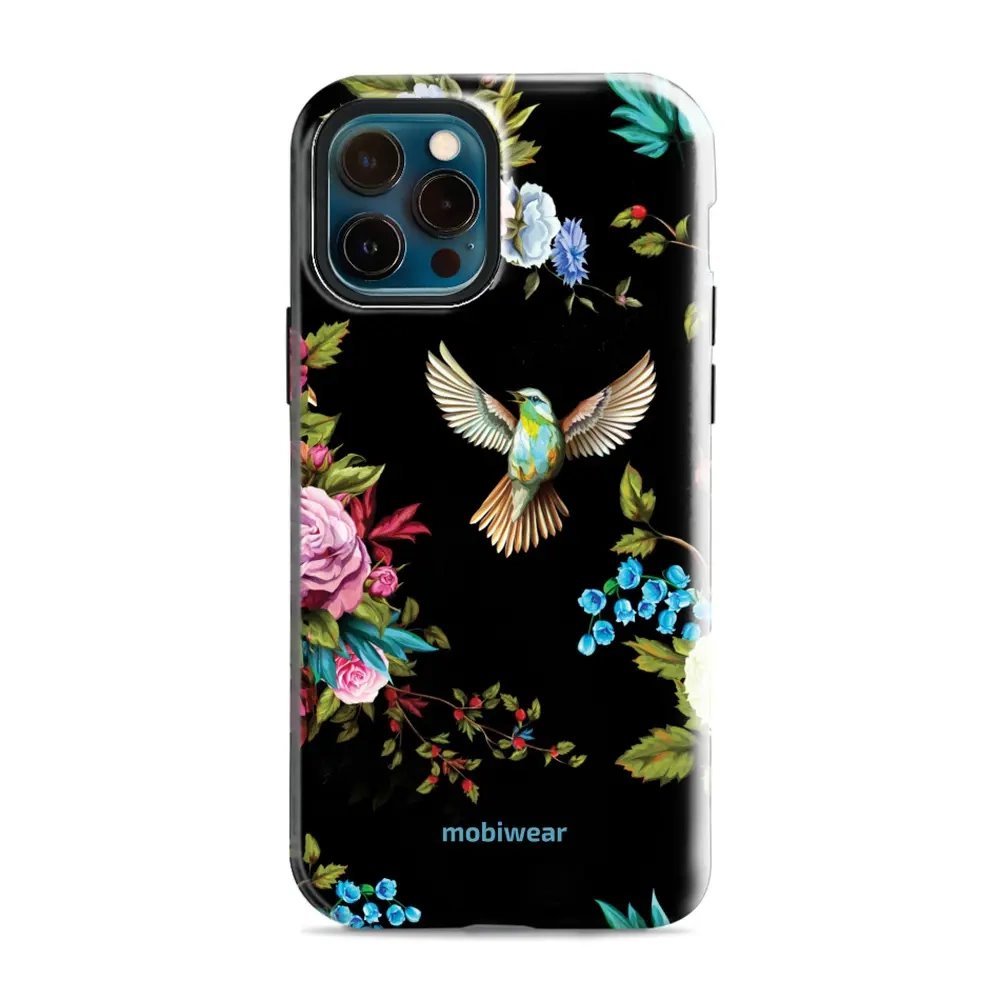 Odolný obal Mobiwear Elite Pro - Apple iPhone 12 / 12 Pro - ED09E Ptáček a květy