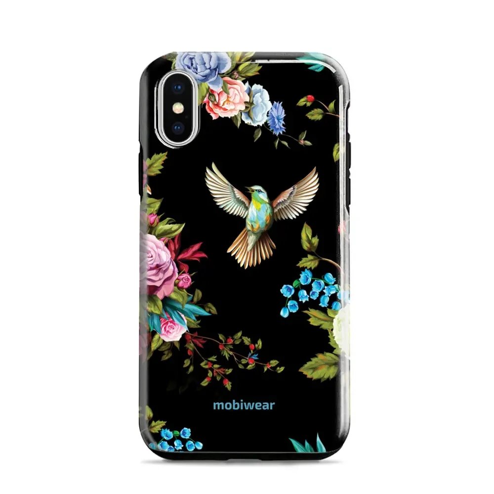 Odolný obal Mobiwear Elite Pro - Apple iPhone X / XS - ED09E Ptáček a květy