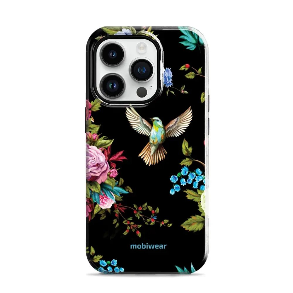Odolný obal Mobiwear Elite Pro - Apple iPhone 14 Pro - ED09E Ptáček a květy