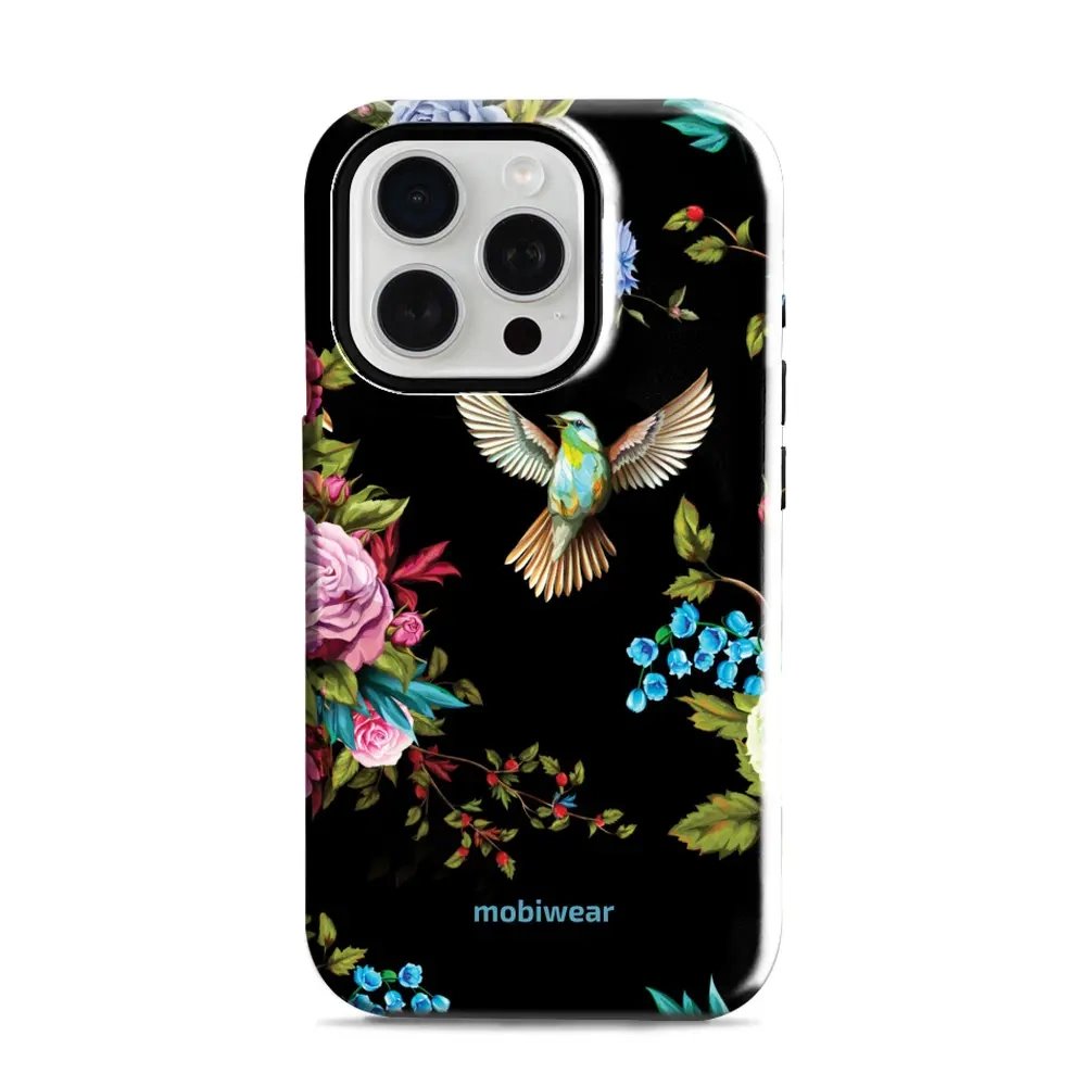 Odolný obal Mobiwear Elite Pro - Apple iPhone 15 Pro - ED09E Ptáček a květy