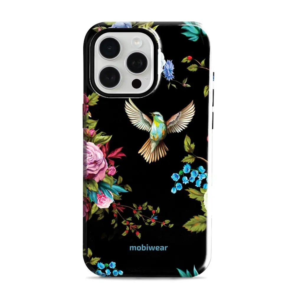 Odolný obal Mobiwear Elite Pro - Apple iPhone 15 Pro Max - ED09E Ptáček a květy