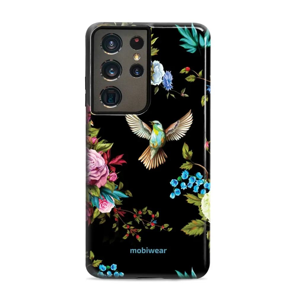 Odolný obal Mobiwear Elite Pro - Samsung Galaxy S21 Ultra - ED09E Ptáček a květy
