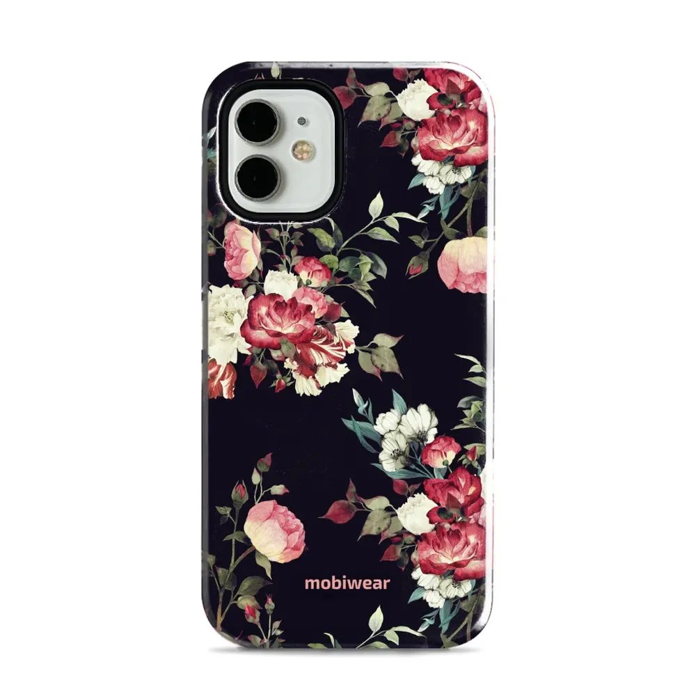 Odolný obal Mobiwear Elite Pro - Apple iPhone 12 Mini - ED11E Růže na černé