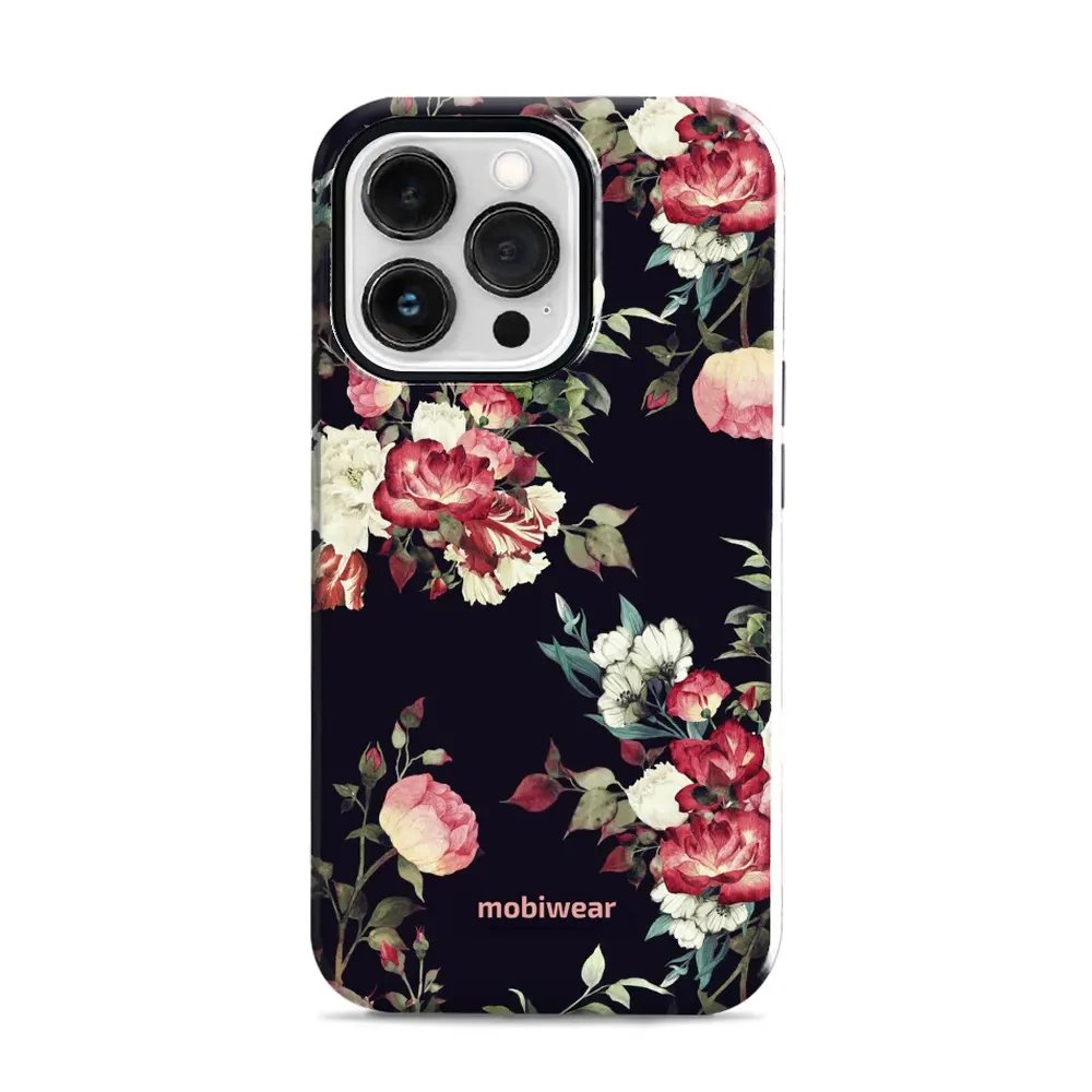 Odolný obal Mobiwear Elite Pro - Apple iPhone 13 Pro - ED11E Růže na černé