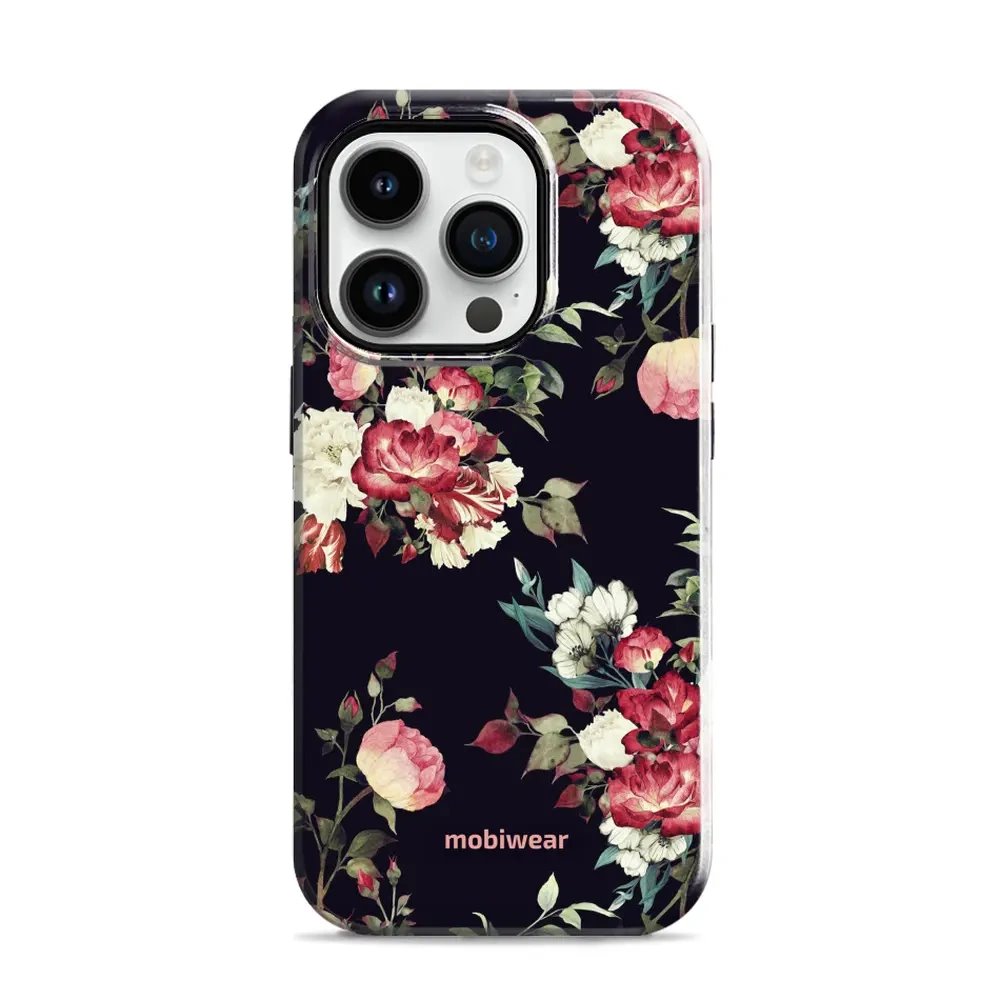 Odolný obal Mobiwear Elite Pro - Apple iPhone 14 Pro - ED11E Růže na černé