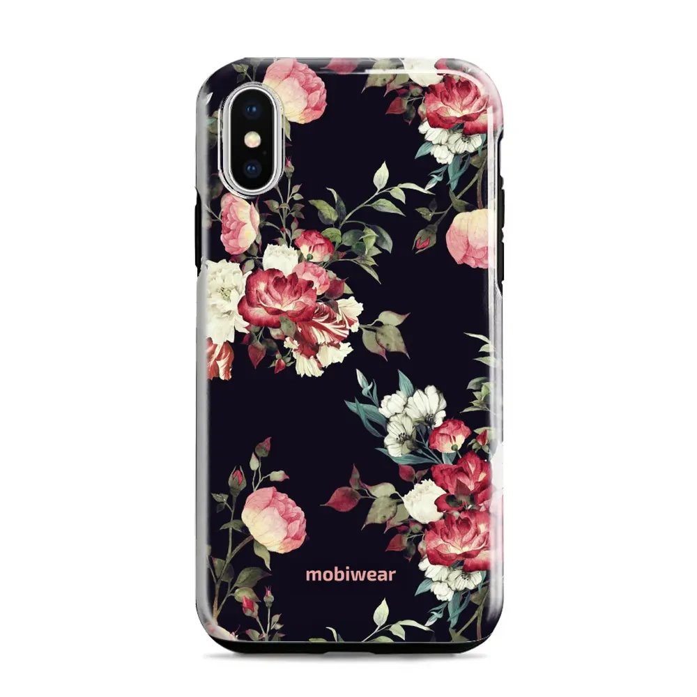 Odolný obal Mobiwear Elite Pro - Apple iPhone XR - ED11E Růže na černé