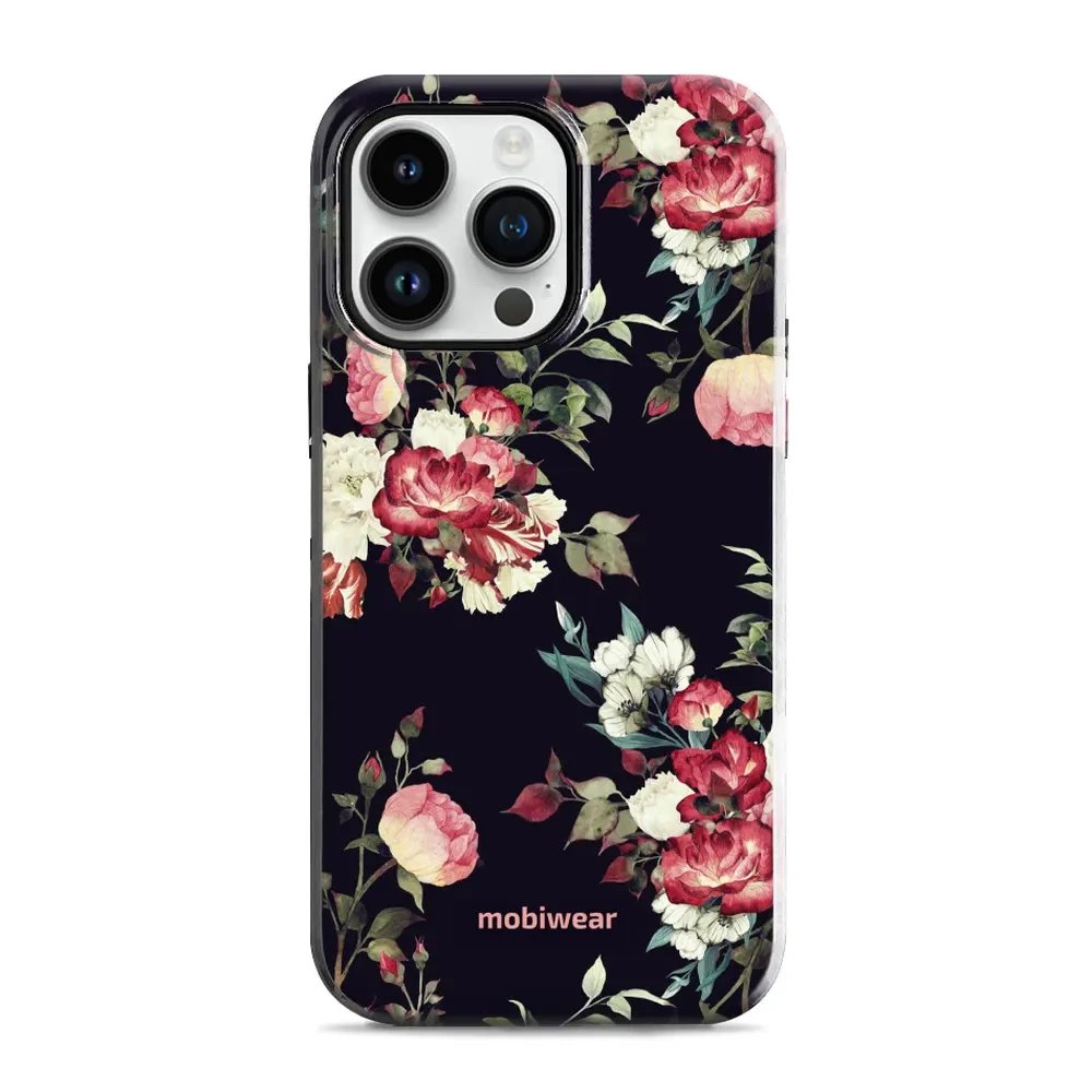 Odolný obal Mobiwear Elite Pro - Apple iPhone 14 Pro Max - ED11E Růže na černé