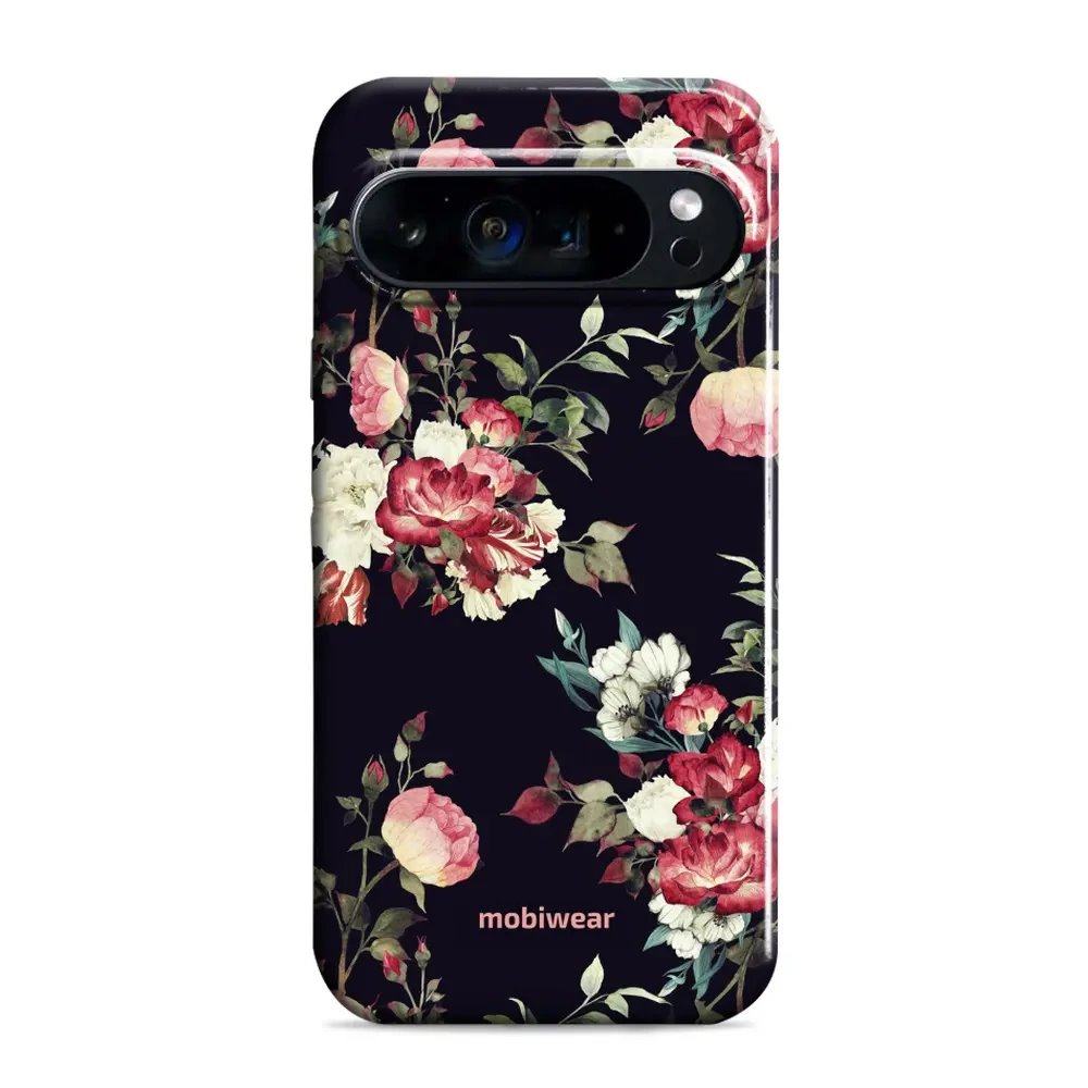 Odolný obal Mobiwear Elite Pro - Google Pixel 9 / 9 Pro - ED11E Růže na černé