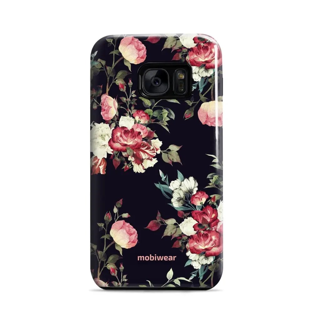 Odolný obal Mobiwear Elite Pro - Samsung Galaxy S7 - ED11E Růže na černé