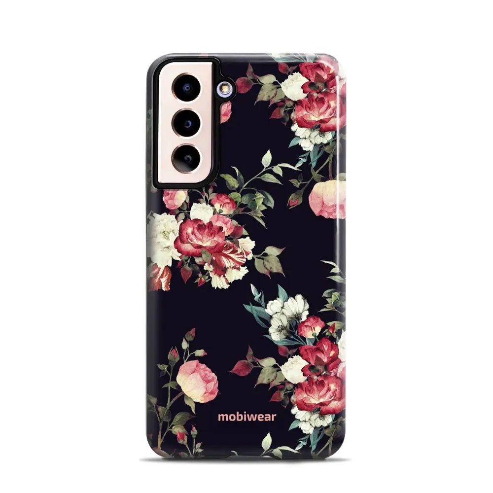Odolný obal Mobiwear Elite Pro - Samsung Galaxy S21 - ED11E Růže na černé