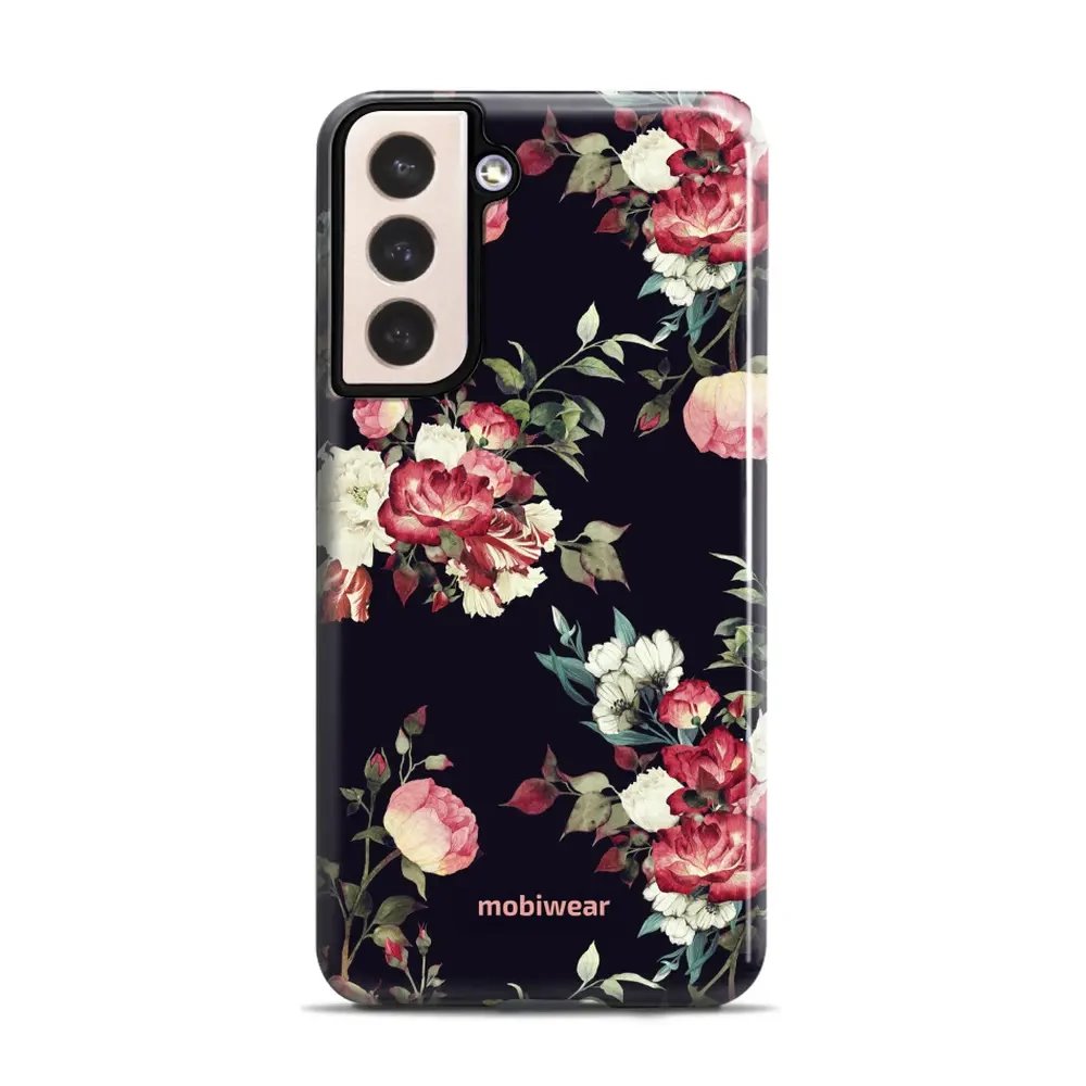 Odolný obal Mobiwear Elite Pro - Samsung Galaxy S21 Plus - ED11E Růže na černé