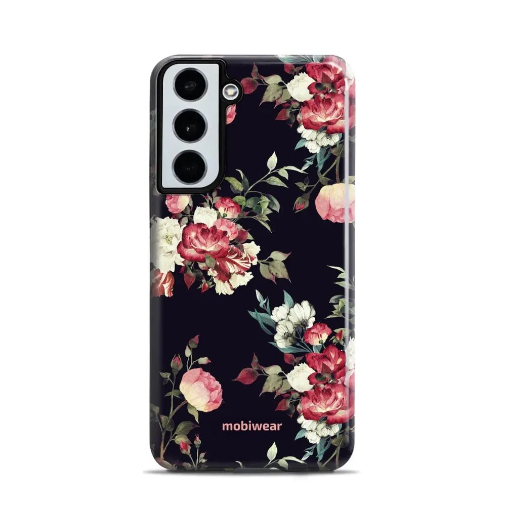 Odolný obal Mobiwear Elite Pro - Samsung Galaxy S22 - ED11E Růže na černé