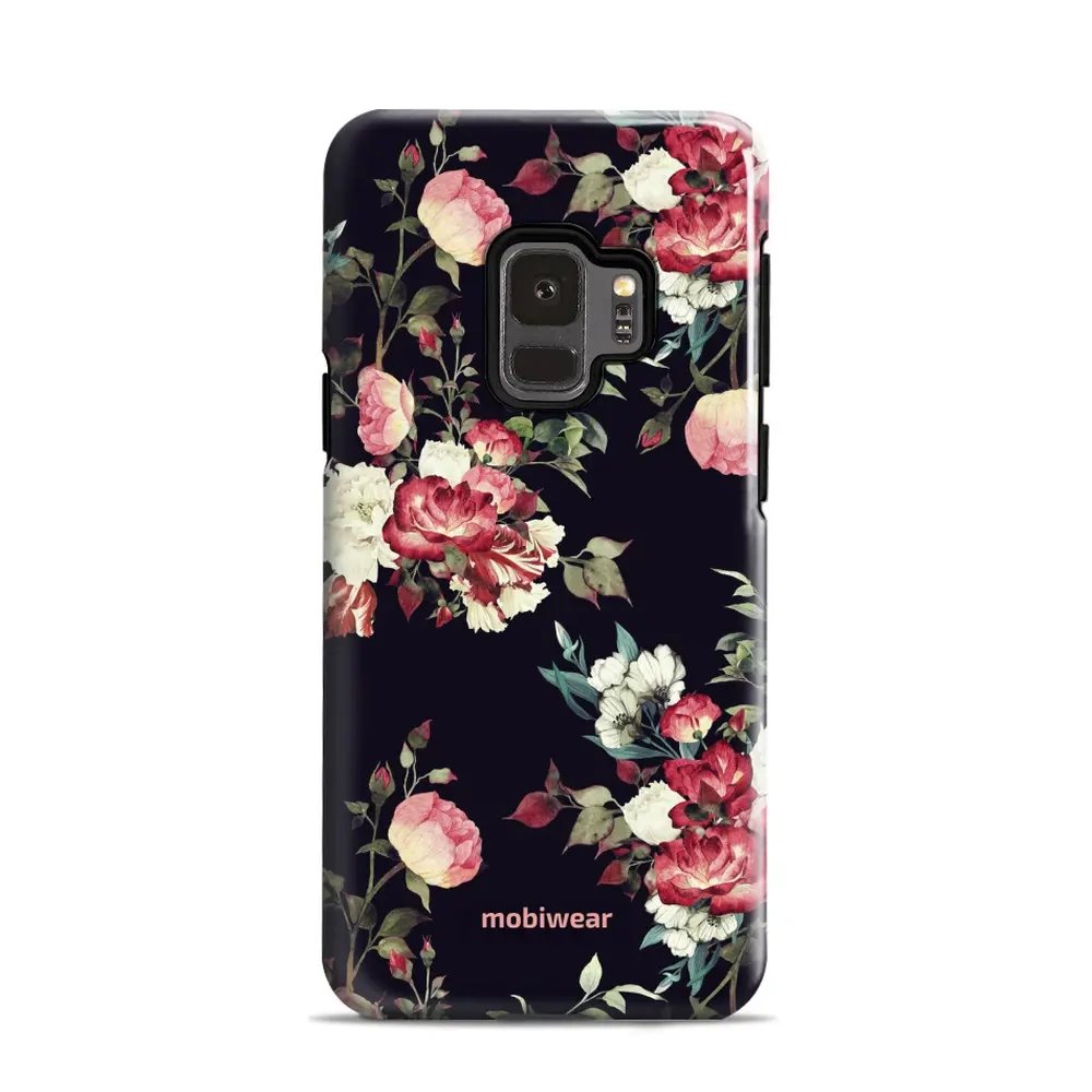 Odolný obal Mobiwear Elite Pro - Samsung Galaxy S9 - ED11E Růže na černé