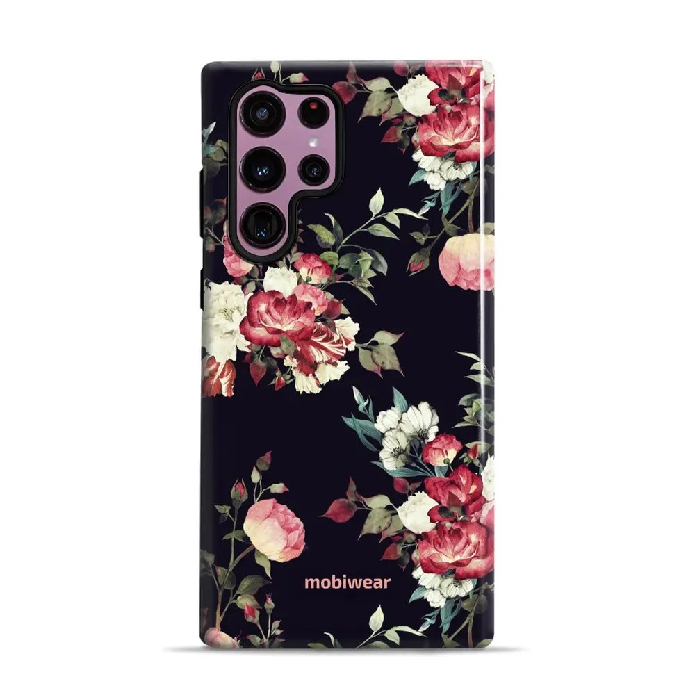 Odolný obal Mobiwear Elite Pro - Samsung Galaxy S22 Ultra - ED11E Růže na černé