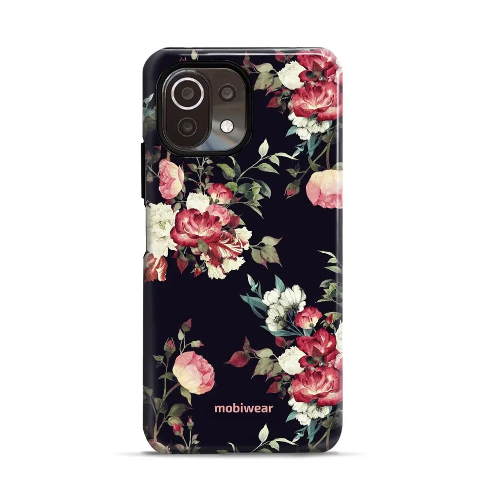 Odolný obal Mobiwear Elite Pro - Xiaomi 11 Lite 5G NE / Xiaomi Mi 11 Lite - ED11E Růže na černé