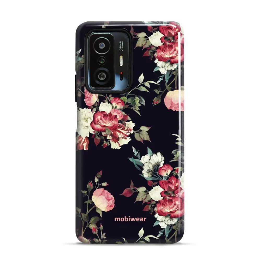 Odolný obal Mobiwear Elite Pro - Xiaomi 11T / 11T Pro - ED11E Růže na černé - VÝPRODEJ