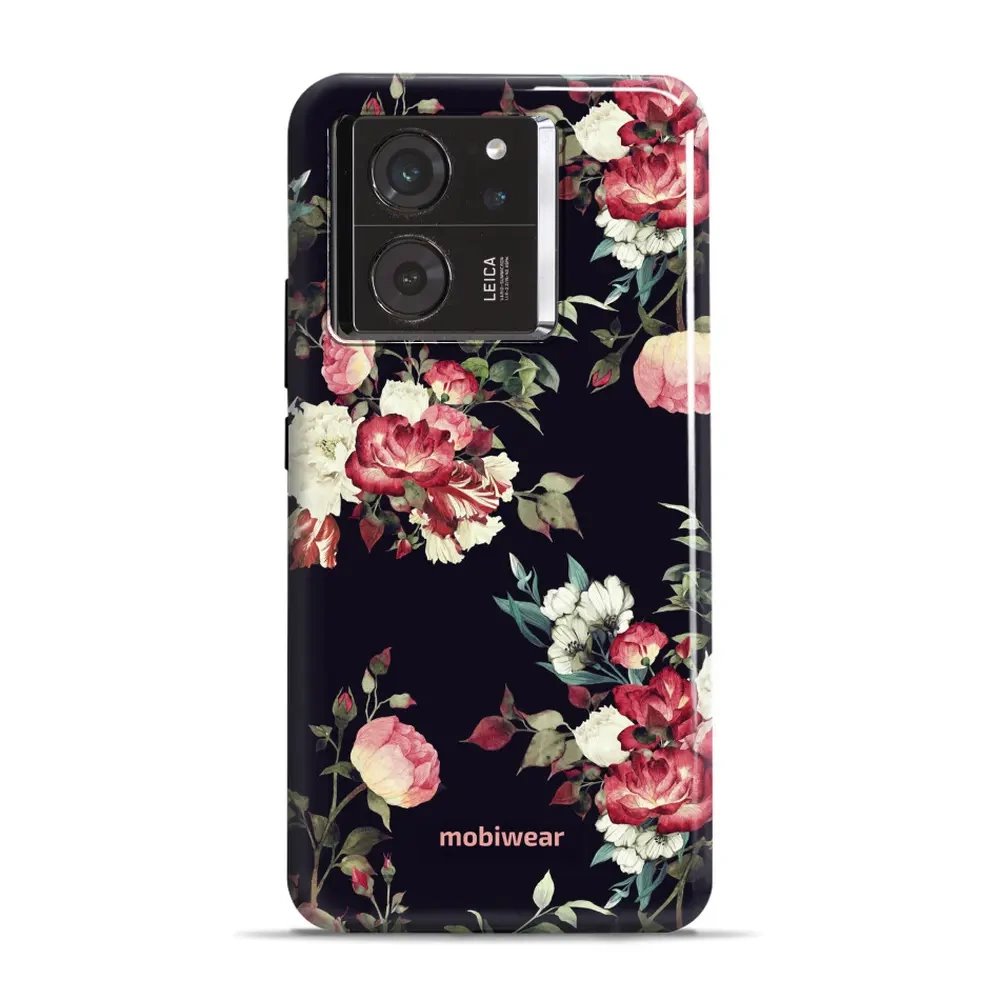 Odolný obal Mobiwear Elite Pro - Xiaomi 13T / 13T Pro - ED11E Růže na černé