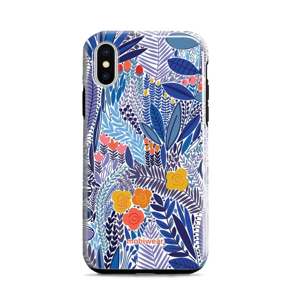 Odolný obal Mobiwear Elite Pro - Apple iPhone X / XS - EP03E Modrá květena
