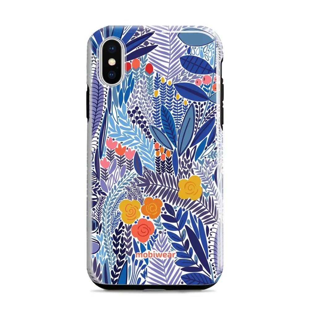 Odolný obal Mobiwear Elite Pro - Apple iPhone XR - EP03E Modrá květena