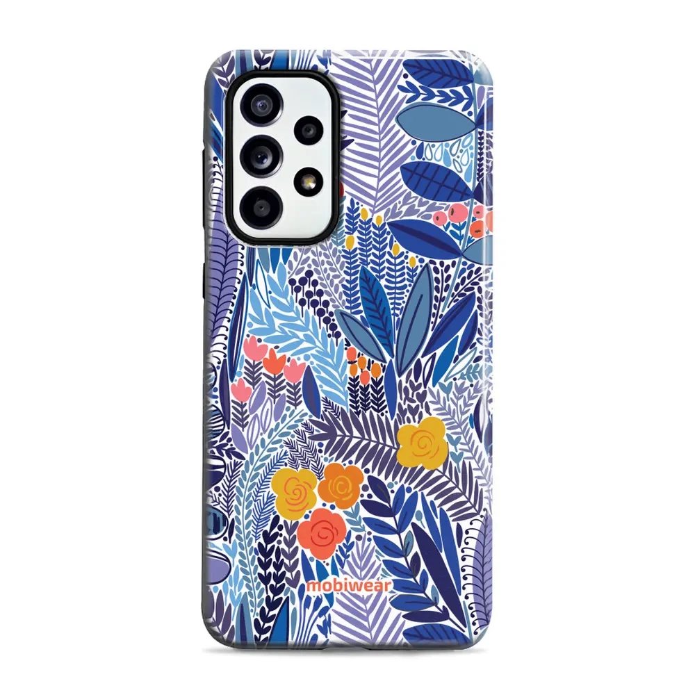 Odolný obal Mobiwear Elite Pro - Samsung Galaxy A52 / A52 5G / A52s - EP03E Modrá květena
