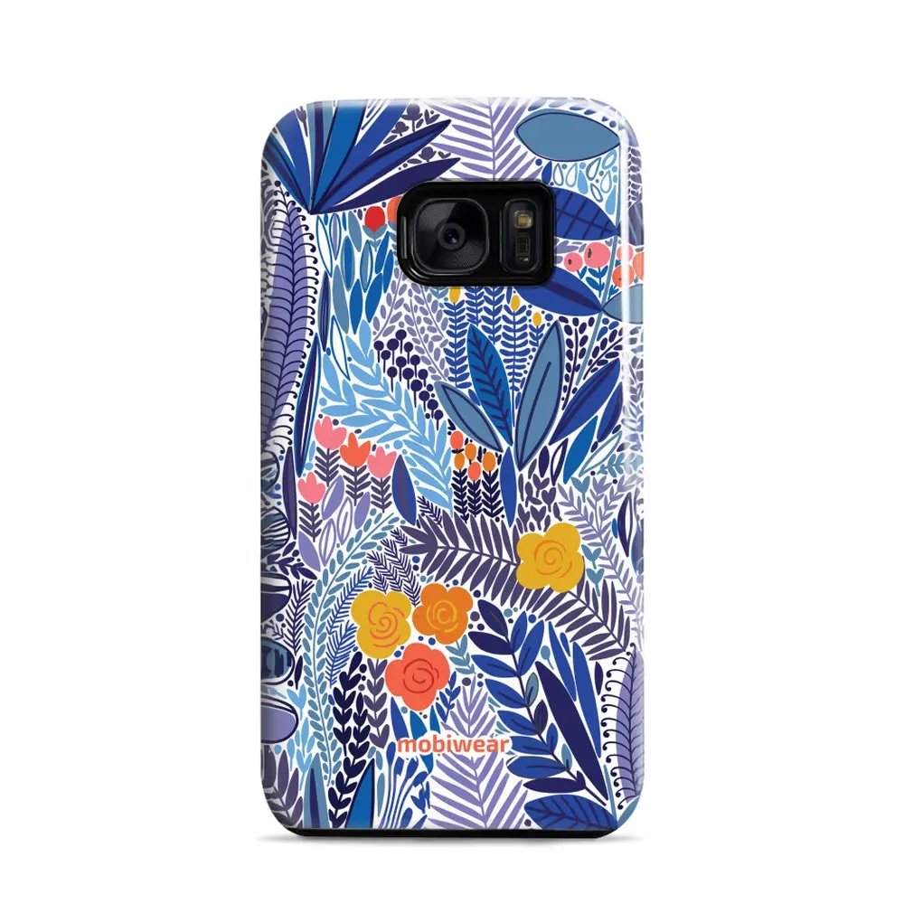 Odolný obal Mobiwear Elite Pro - Samsung Galaxy S7 - EP03E Modrá květena
