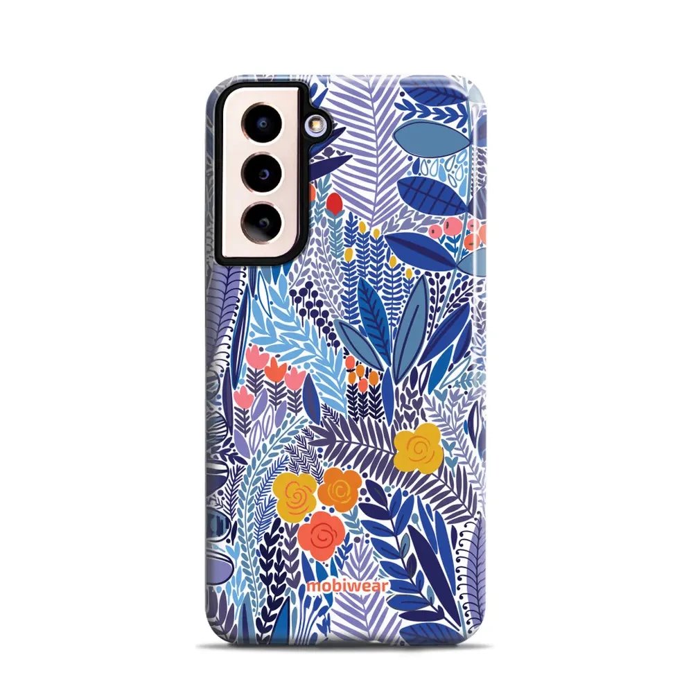 Odolný obal Mobiwear Elite Pro - Samsung Galaxy S21 - EP03E Modrá květena