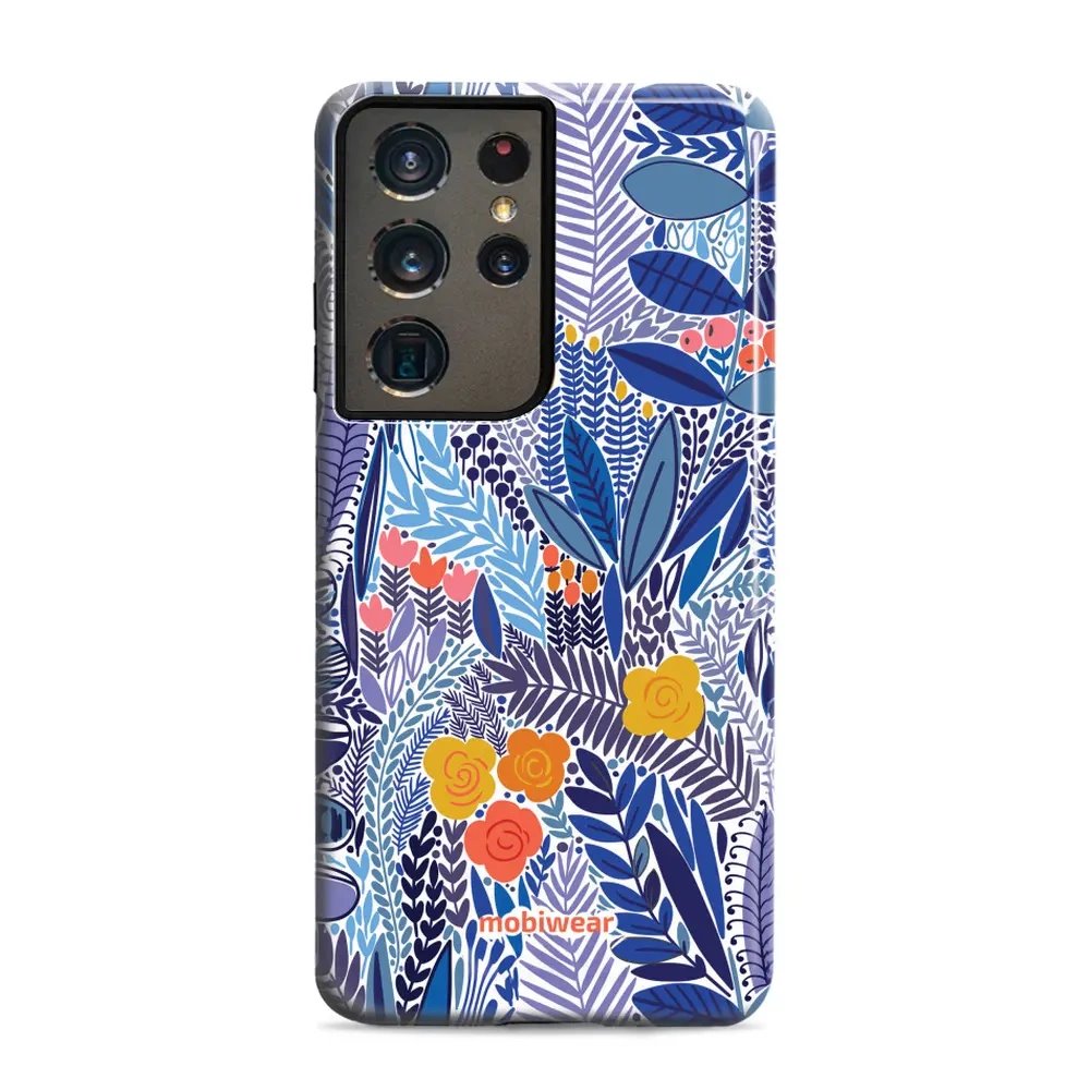 Odolný obal Mobiwear Elite Pro - Samsung Galaxy S21 Ultra - EP03E Modrá květena