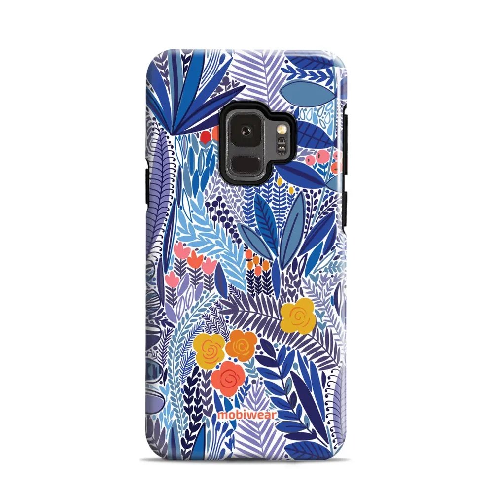 Odolný obal Mobiwear Elite Pro - Samsung Galaxy S9 - EP03E Modrá květena