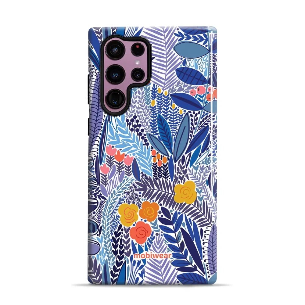 Odolný obal Mobiwear Elite Pro - Samsung Galaxy S22 Ultra - EP03E Modrá květena