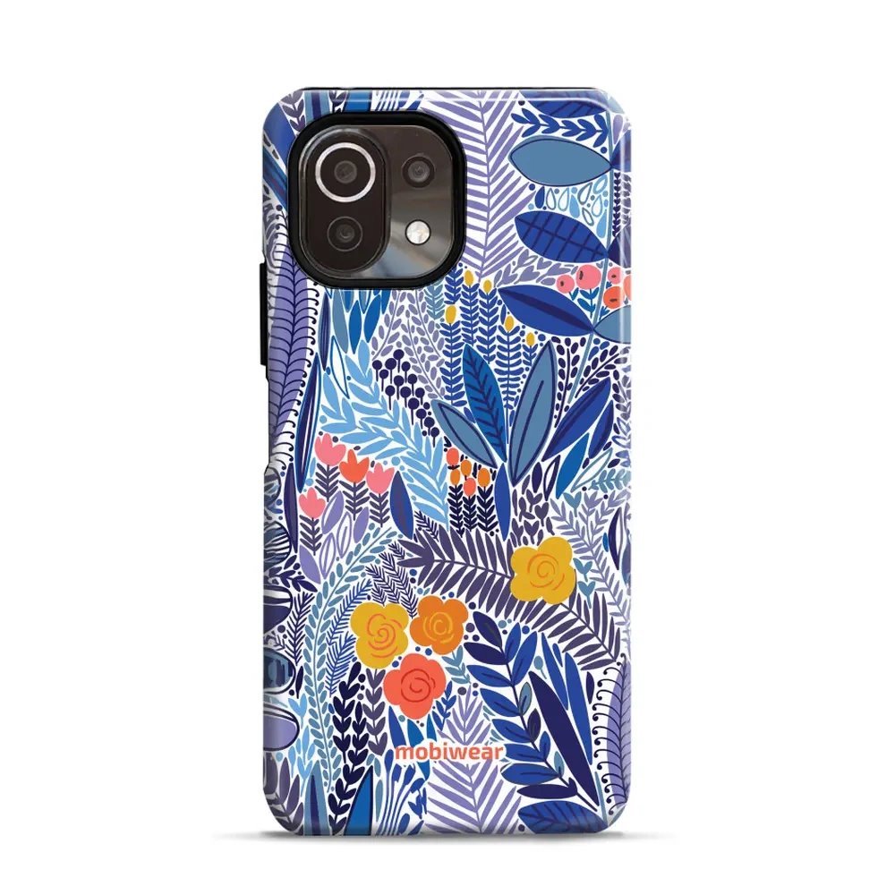 Odolný obal Mobiwear Elite Pro - Xiaomi 11 Lite 5G NE / Xiaomi Mi 11 Lite - EP03E Modrá květena