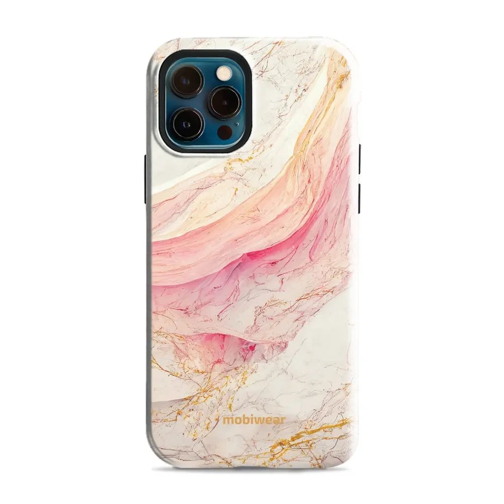 Odolný obal Mobiwear Elite Pro - Apple iPhone 12 / 12 Pro - EP32E Růžový a zlatavý mramor