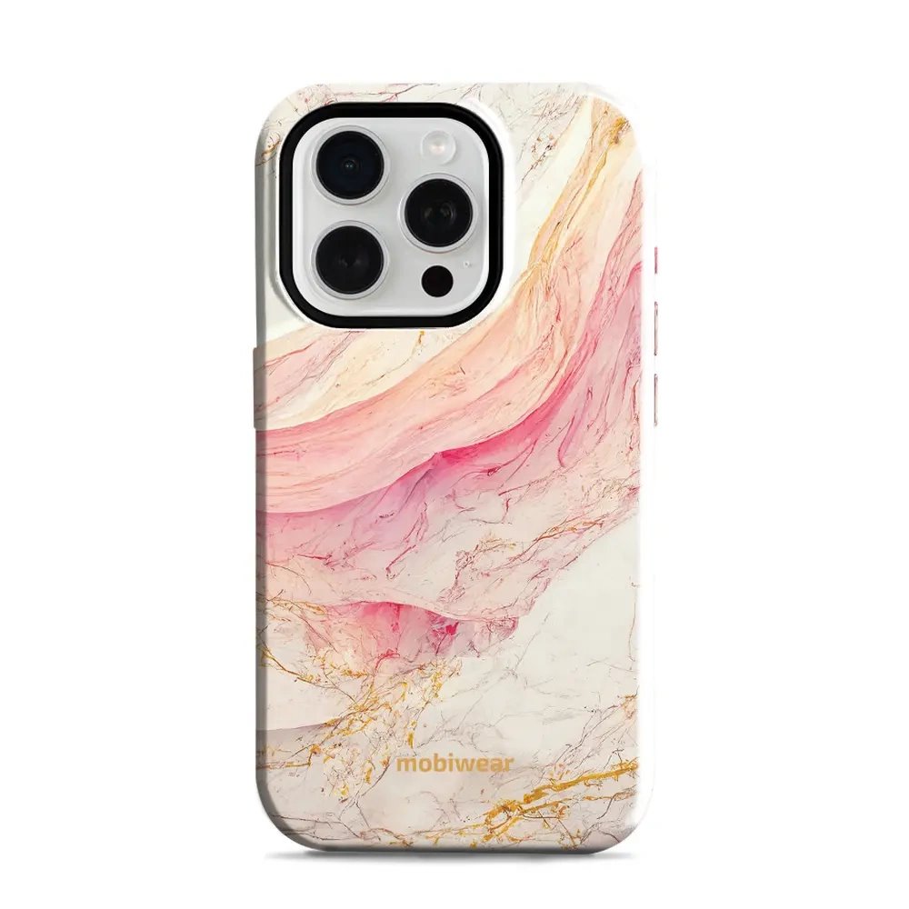 Odolný obal Mobiwear Elite Pro - Apple iPhone 15 Pro - EP32E Růžový a zlatavý mramor