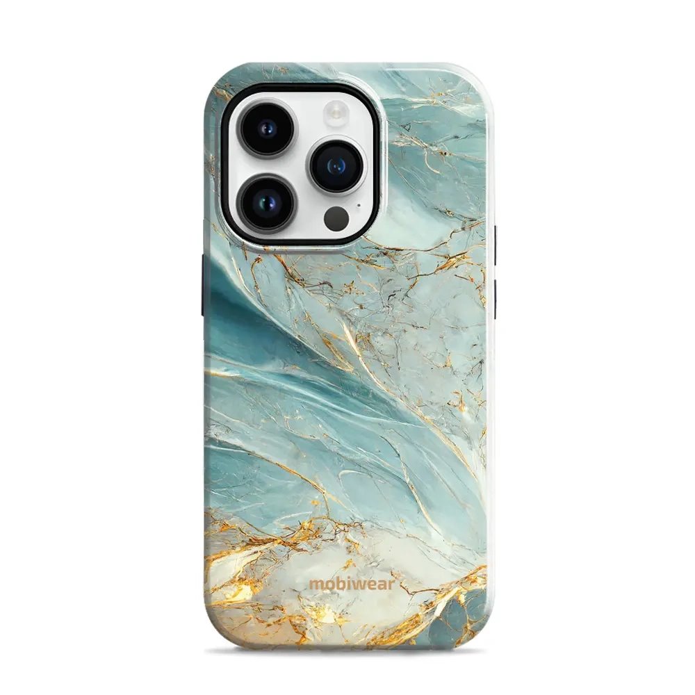Odolný obal Mobiwear Elite Pro - Apple iPhone 14 Pro - EP34E Zelenkavý a zlatavý mramor