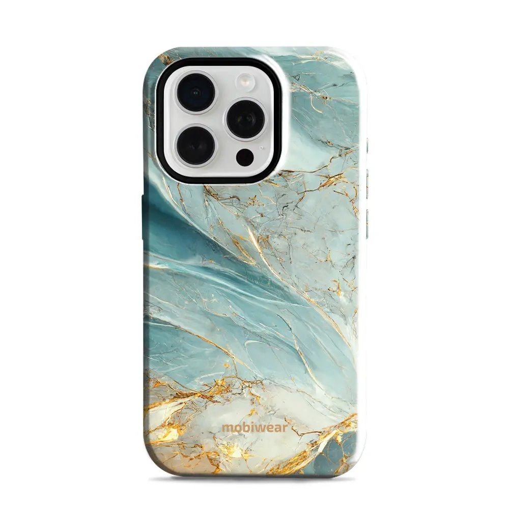 Odolný obal Mobiwear Elite Pro - Apple iPhone 15 Pro - EP34E Zelenkavý a zlatavý mramor